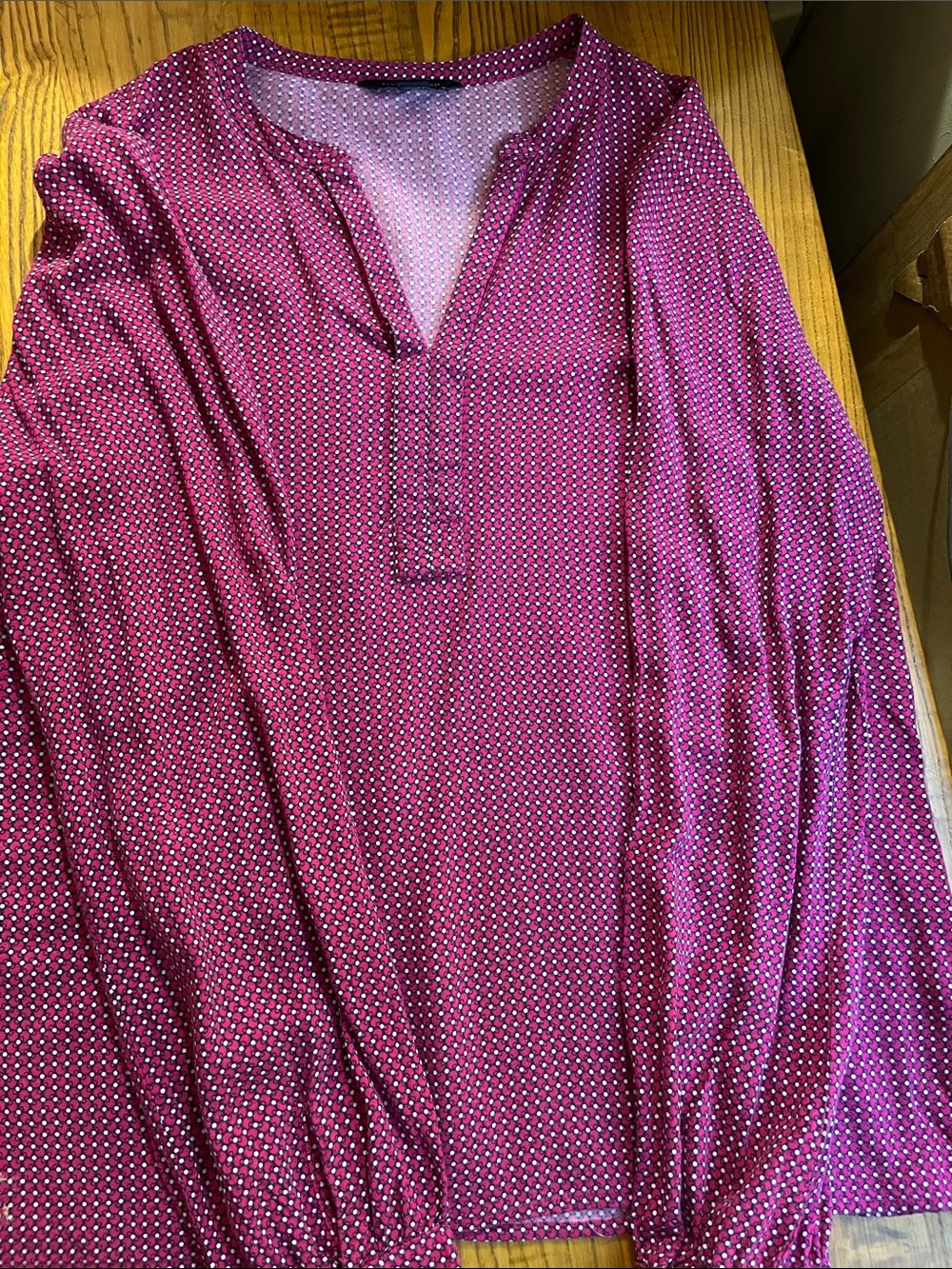 Tommy Hilfiger Pink Dot Long Sleeve Blouse
